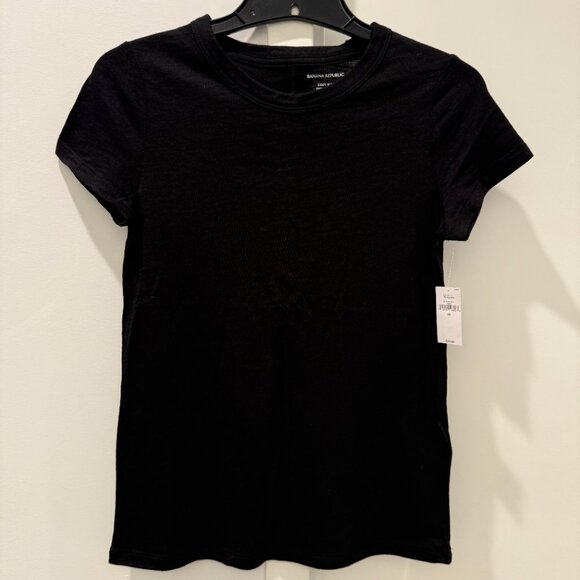 SOLD // NWT Banana Republic XS Cozy Slub Tshirt Black Crewneck Short Sleeve Top - Picture 13 of 14